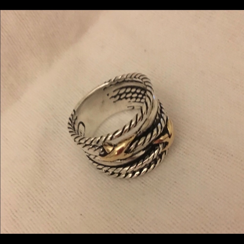 David Yurman silver and 18k double X cross over